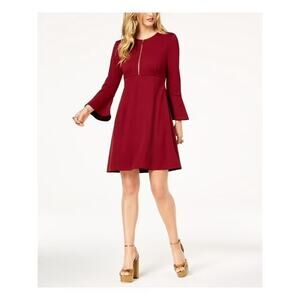 Zoe by Rachel Zoe Sangria Burgundy Bell Sleeve Fit & Flare Dress Size 6